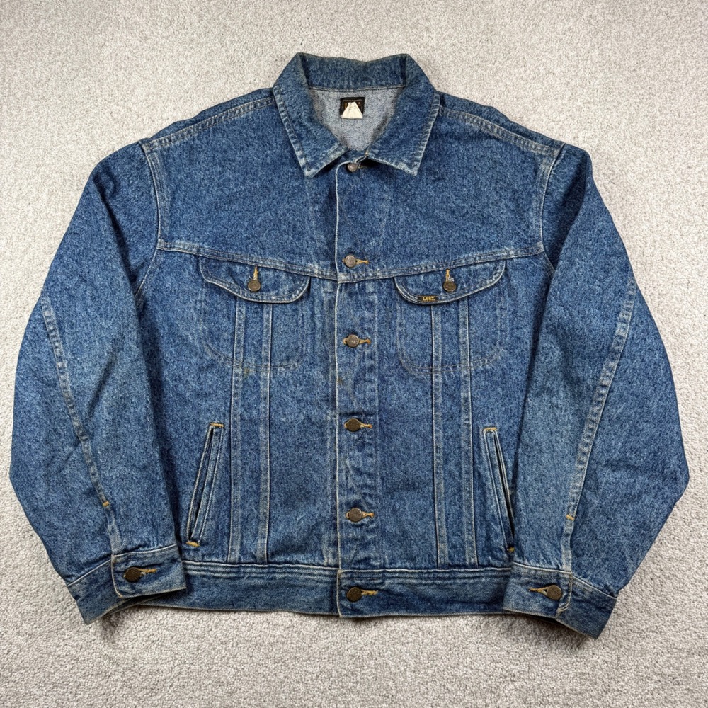 Lee Denim Jacket Mens XL Blue Riders Trucker Jean Coat 153438